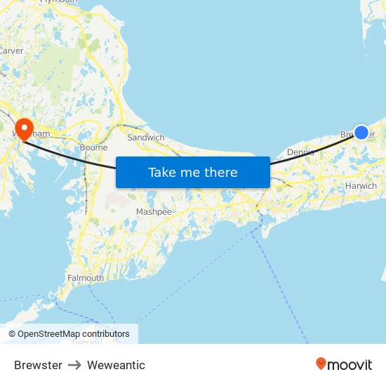 Brewster to Weweantic map