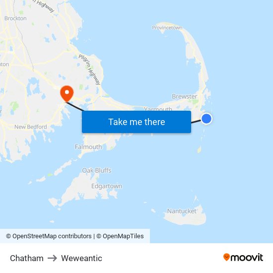 Chatham to Weweantic map