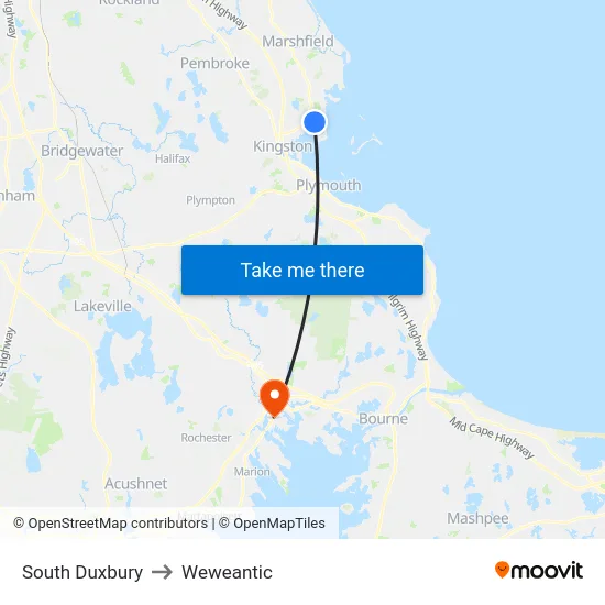 South Duxbury to Weweantic map