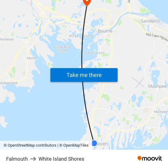 Falmouth to White Island Shores map