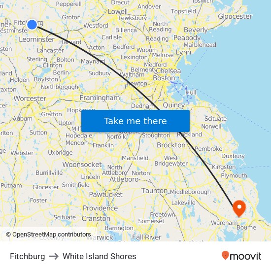 Fitchburg to White Island Shores map