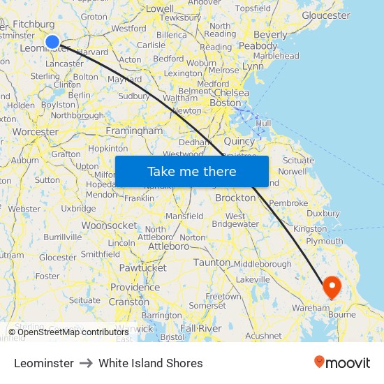 Leominster to White Island Shores map