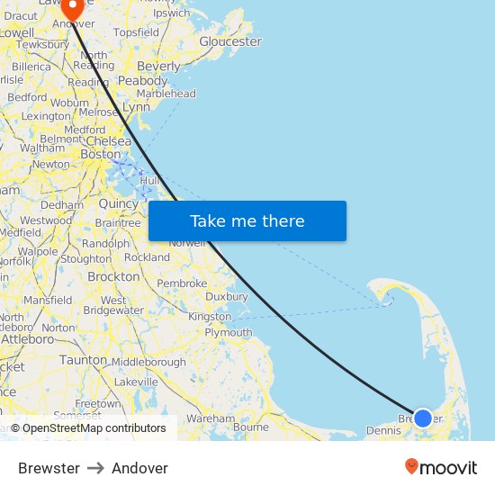 Brewster to Andover map