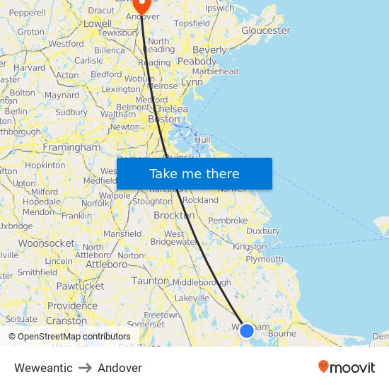 Weweantic to Andover map