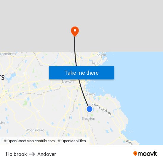 Holbrook to Andover map