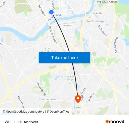 WLLH to Andover map