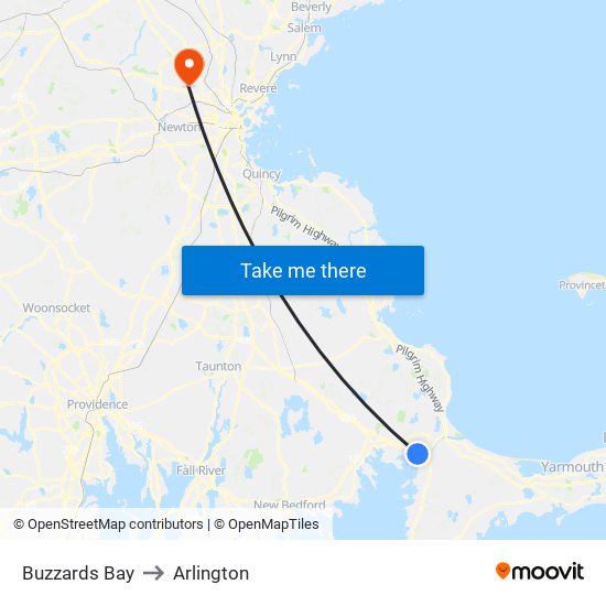 Buzzards Bay to Arlington map