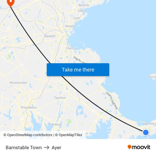 Barnstable Town to Ayer map