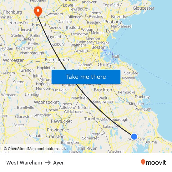 West Wareham to Ayer map