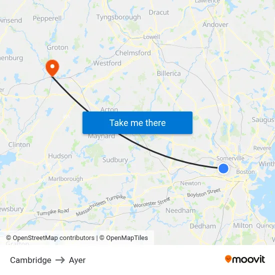 Cambridge to Ayer map