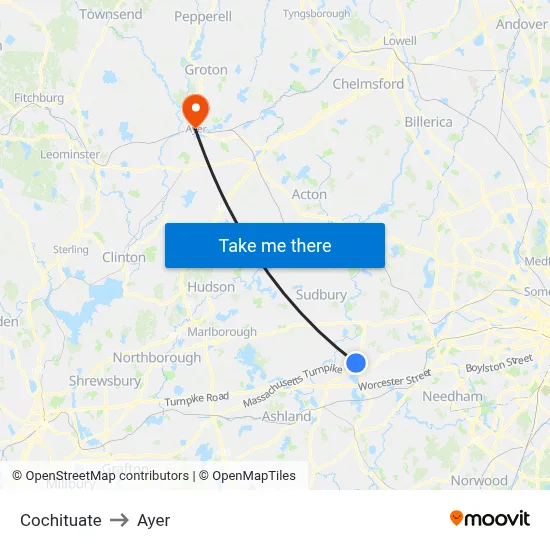 Cochituate to Ayer map