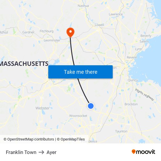 Franklin Town to Ayer map