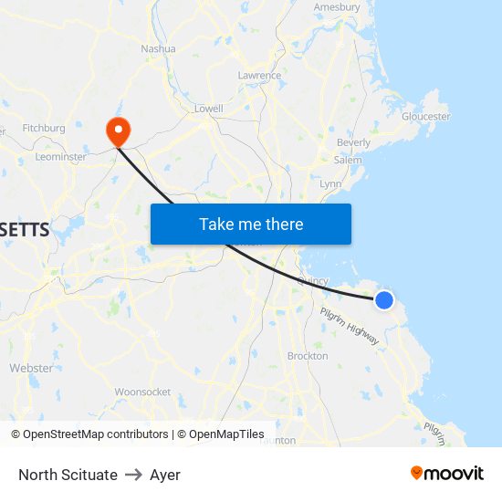North Scituate to Ayer map