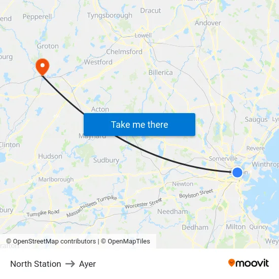 North Station to Ayer map