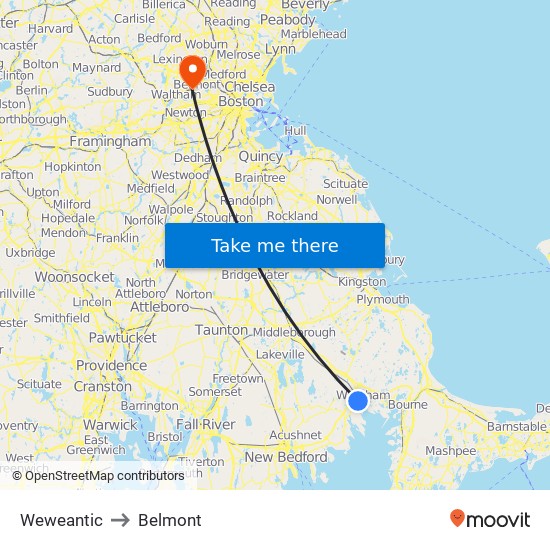 Weweantic to Belmont map