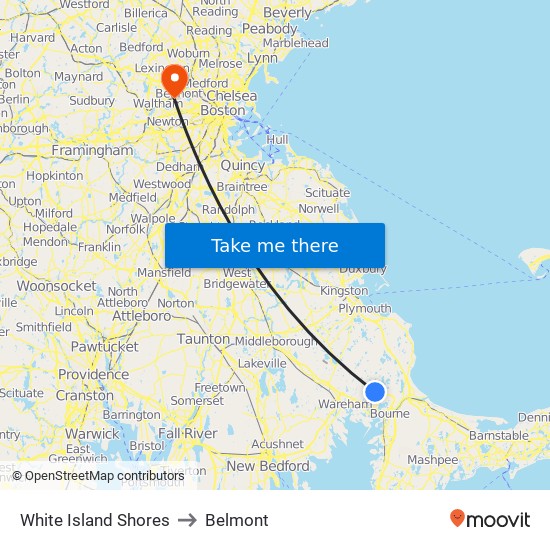 White Island Shores to Belmont map