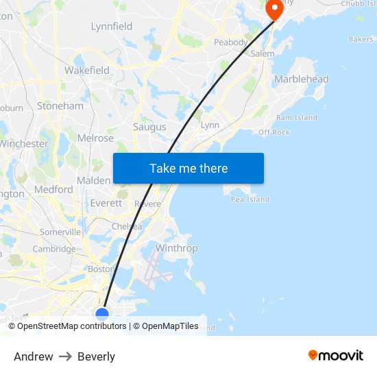 Andrew to Beverly map