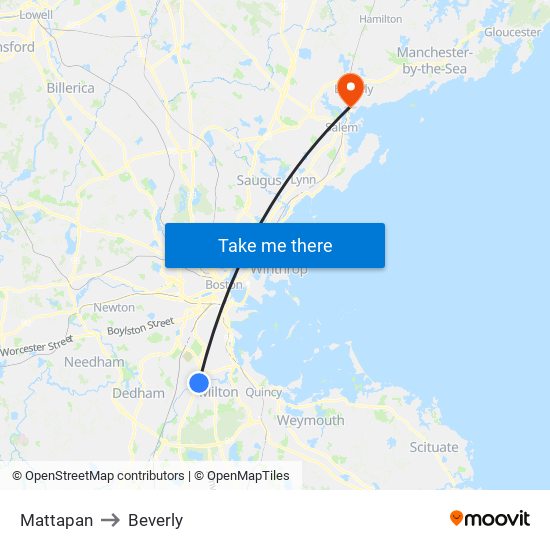 Mattapan to Beverly map