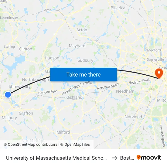 University of Massachusetts Medical School Alumni to Boston map