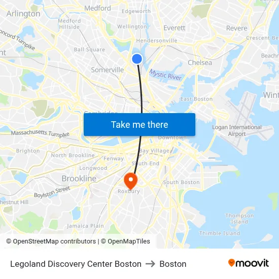 Legoland Discovery Center Boston to Boston map