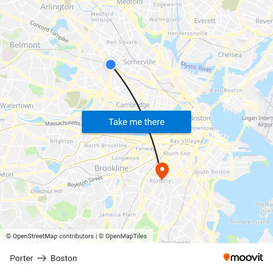 Porter to Boston map