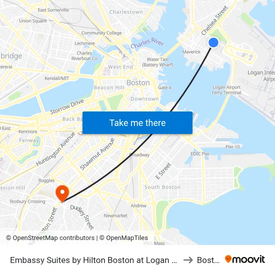 Embassy Suites by Hilton Boston at Logan Airport to Boston map