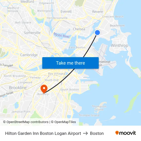 Hilton Garden Inn Boston Logan Airport to Boston map
