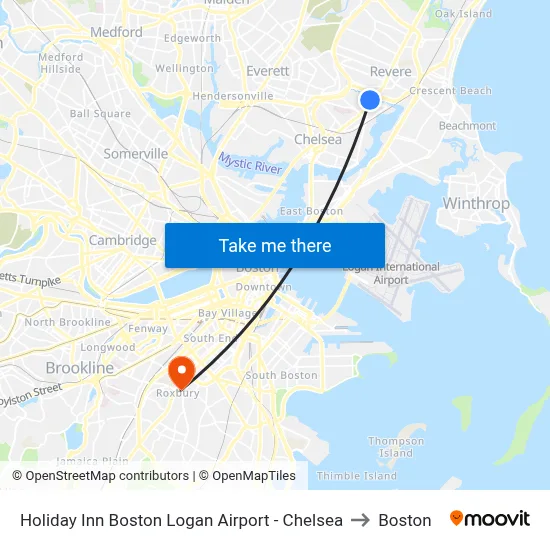 Holiday Inn Boston Logan Airport - Chelsea to Boston map