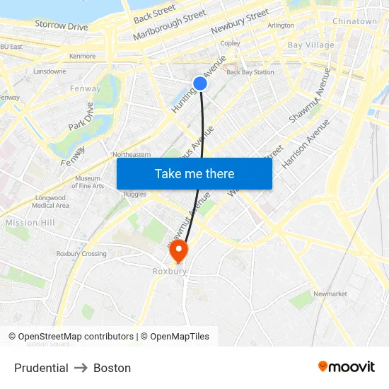 Prudential to Boston map
