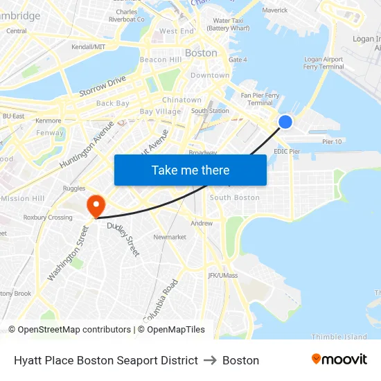 Hyatt Place Boston Seaport District to Boston map