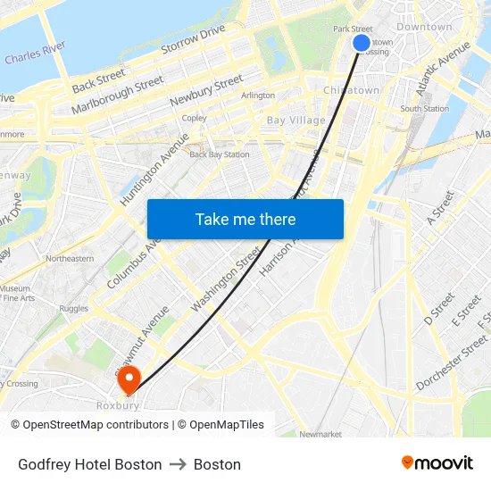 Godfrey Hotel Boston to Boston map
