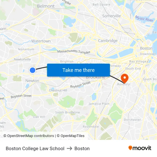 Boston College Law School to Boston map