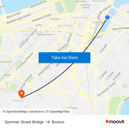 Summer Street Bridge to Boston map