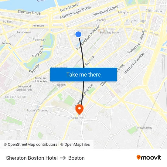 Sheraton Boston Hotel to Boston map