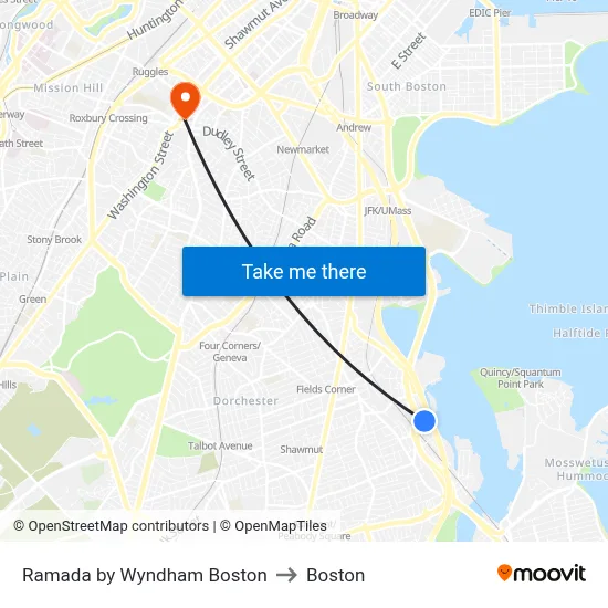 Ramada by Wyndham Boston to Boston map