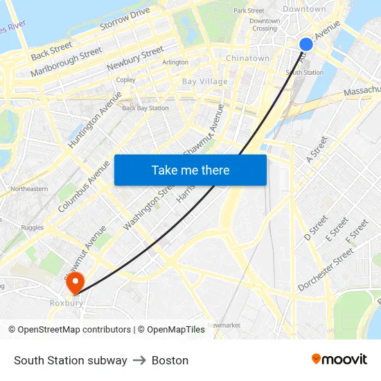South Station subway to Boston map
