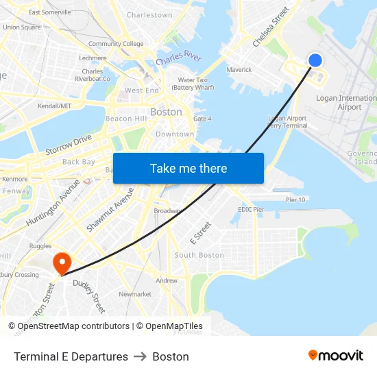 Terminal E Departures to Boston map