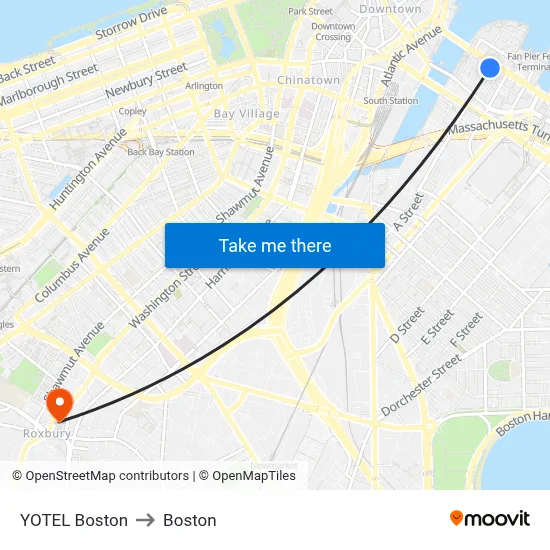 YOTEL Boston to Boston map