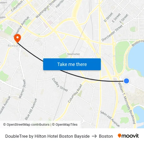 DoubleTree by Hilton Hotel Boston Bayside to Boston map
