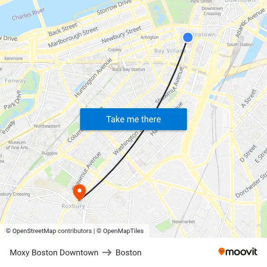 Moxy Boston Downtown to Boston map