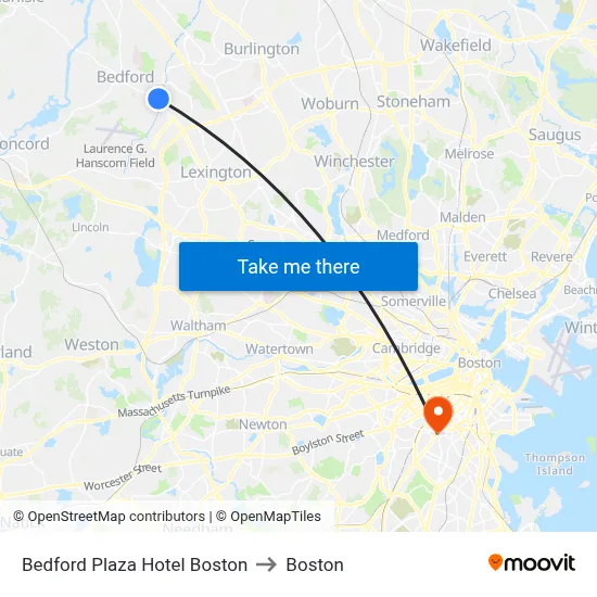Bedford Plaza Hotel Boston to Boston map