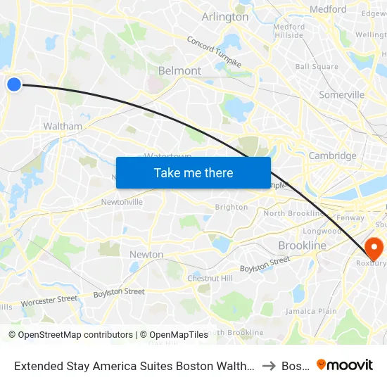 Extended Stay America Suites Boston Waltham 52 4th Ave to Boston map