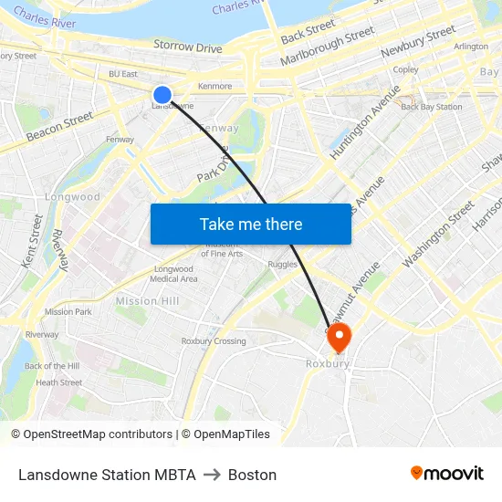 Lansdowne Station MBTA to Boston map