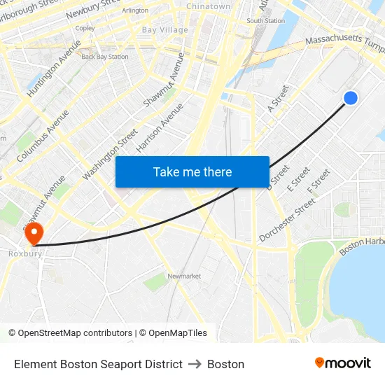 Element Boston Seaport District to Boston map