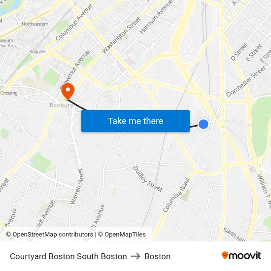 Courtyard Boston South Boston to Boston map