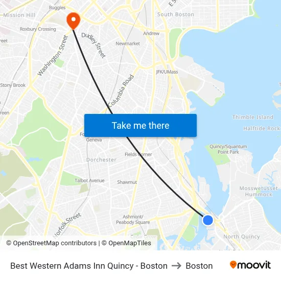 Best Western Adams Inn Quincy - Boston to Boston map