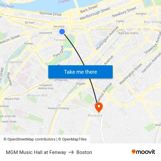 MGM Music Hall at Fenway to Boston map