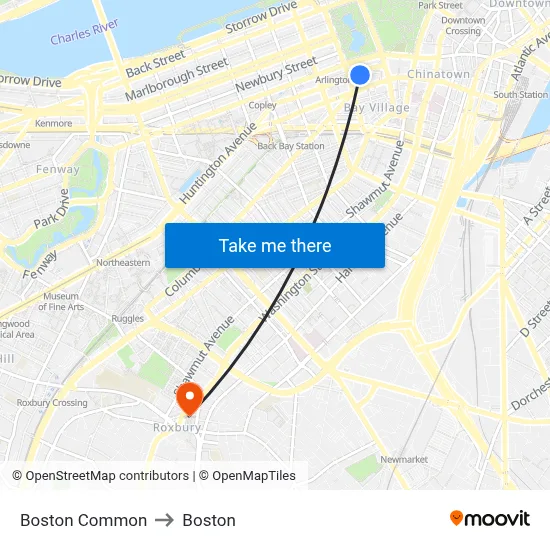 Boston Common to Boston map