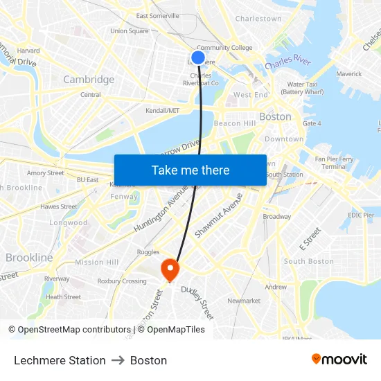 Lechmere Station to Boston map