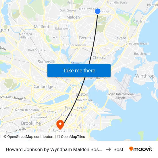 Howard Johnson by Wyndham Malden Boston Area to Boston map